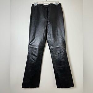 Cache Black leather bootcut pants